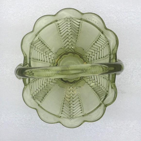 Vintage IMPERIAL GLASS Green Mini-Basket | Marked - Picture 9 of 13